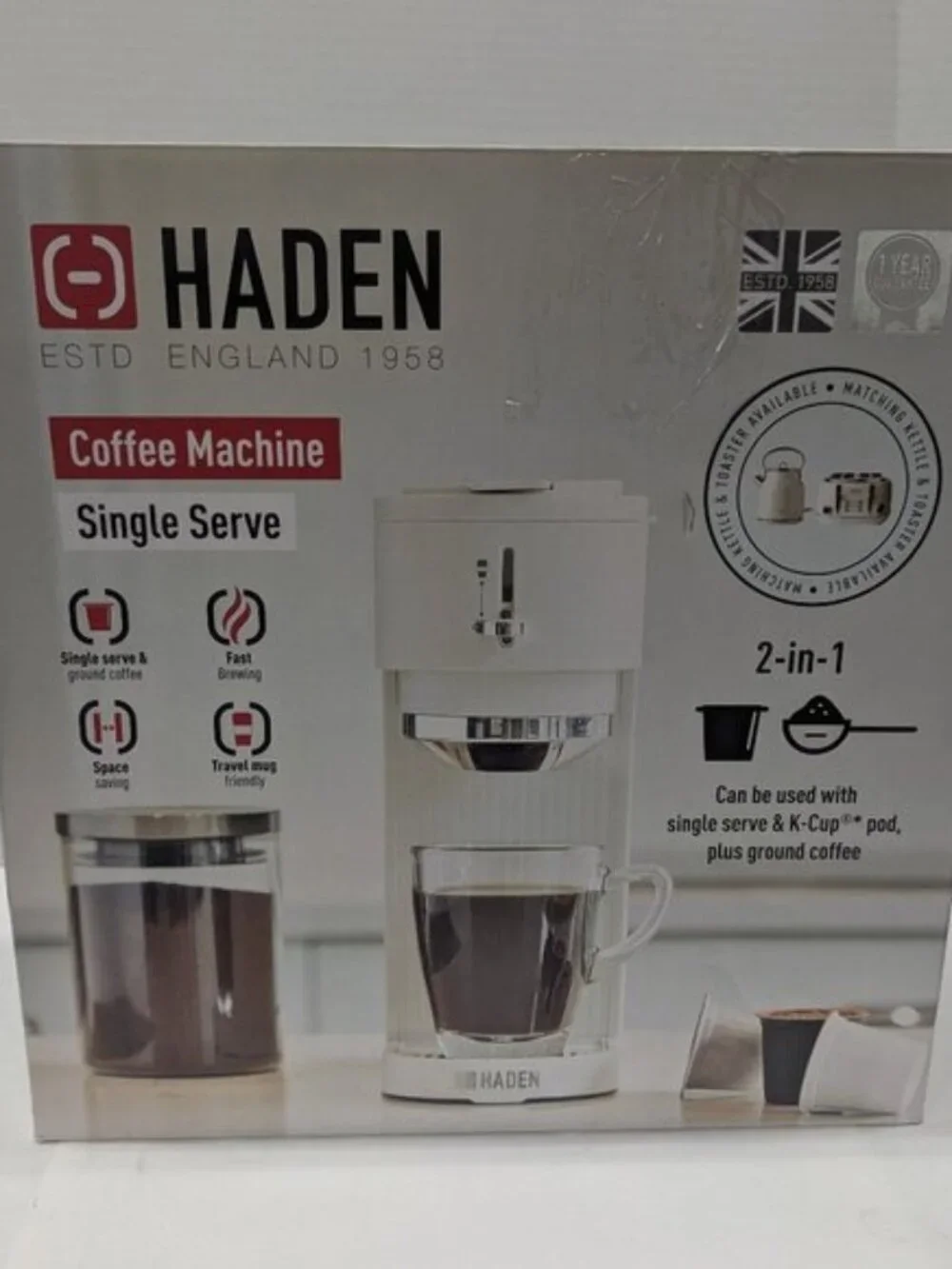 HADEN Single Serve Coffee Machine for Single Serve Pods and Ground Coffee (New) - Picture 1 of 8
